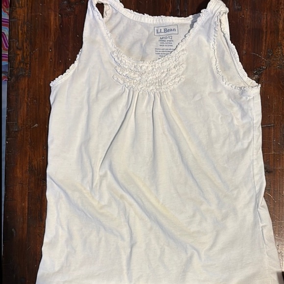 LL BEAN EUC GIRLS WHITE TOP SHIRT TANK SHIRTS TOPS SUMMER CAUSAL SZ M 10 12 - Picture 1 of 4